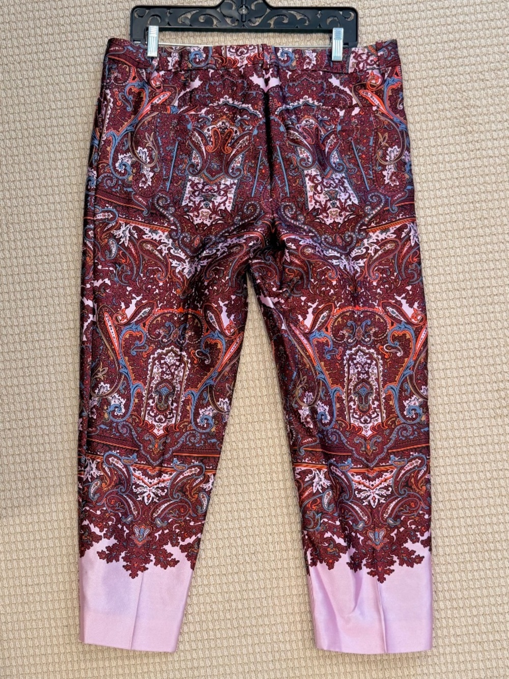 J.Crew COLLECTION Silk Trousers Pants Bottoms NEW NWT Size 12 Pink wine paisley - Picture 2 of 9